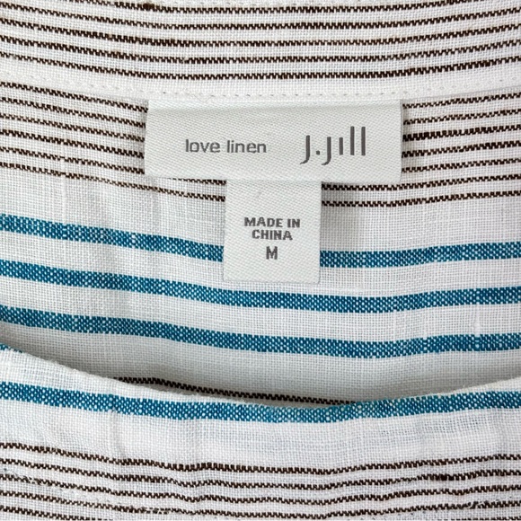 J. Jill Love Striped Pleated Sleevless Linen Shift Sundress Size Medium - Picture 4 of 15
